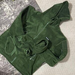 SPARKPAWS Green Tactical Hoodie Set with Zippers/Velcro Accents